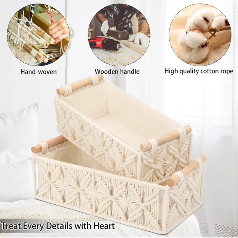 Toilet Paper Basket Macrame Bathroom Storage Ivory